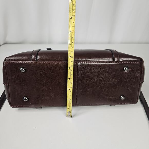 Large Leather Tote Brown Genuine Leather Side Bags Burgundy Classic - Picture 8 of 11